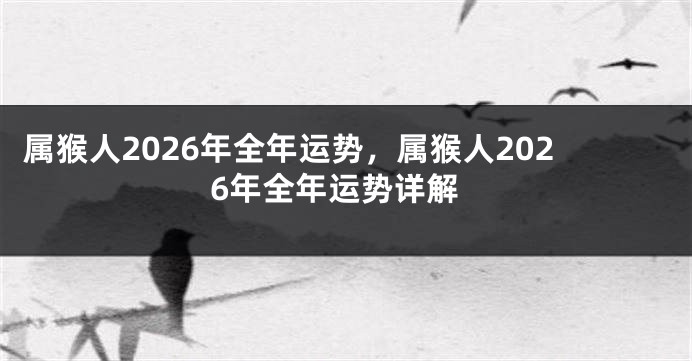 属猴人2026年全年运势,属猴人2026年全年运势详解