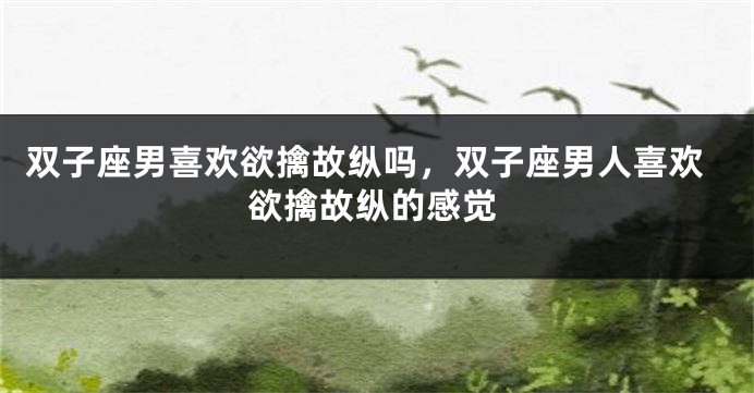 双子座男喜欢欲擒故纵吗，双子座男人喜欢欲擒故纵的感觉