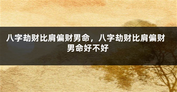 八字劫财比肩偏财男命，八字劫财比肩偏财男命好不好