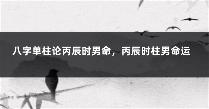 八字单柱论丙辰时男命，丙辰时柱男命运