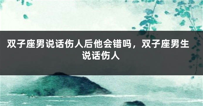 双子座男说话伤人后他会错吗，双子座男生说话伤人