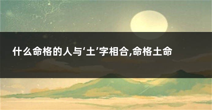 什么命格的人与‘土’字相合,命格土命