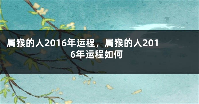 属猴的人2016年运程，属猴的人2016年运程如何