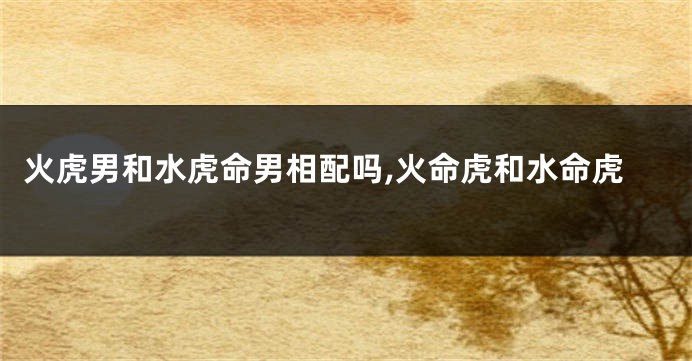 火虎男和水虎命男相配吗,火命虎和水命虎