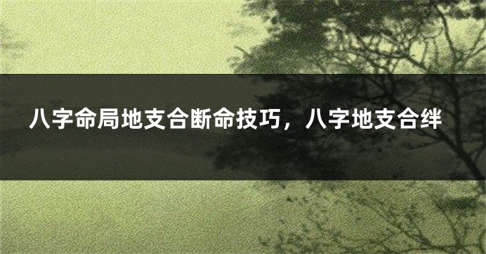 八字命局地支合断命技巧，八字地支合绊