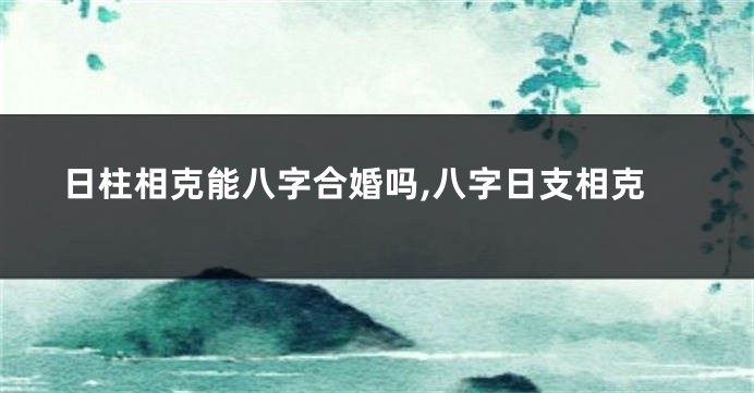 日柱相克能八字合婚吗,八字日支相克