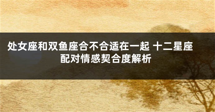 处女座和双鱼座合不合适在一起 十二星座配对情感契合度解析