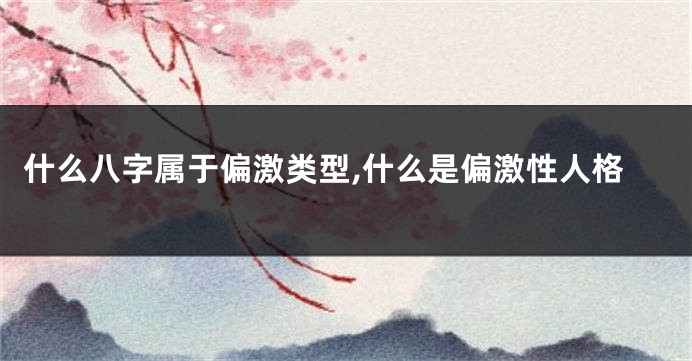 什么八字属于偏激类型,什么是偏激性人格