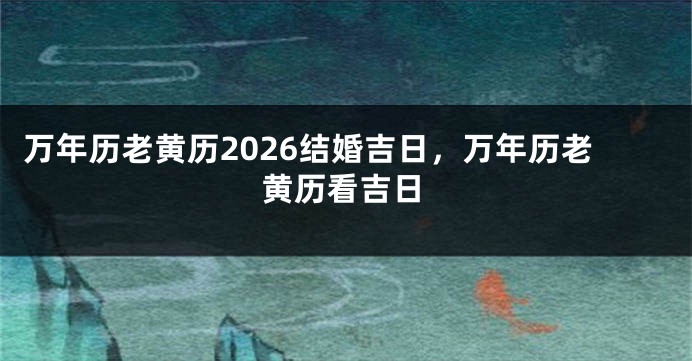 万年历老黄历2026结婚吉日，万年历老黄历看吉日