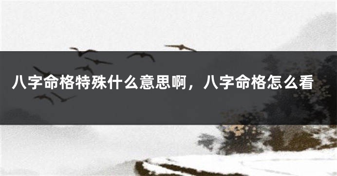 八字命格特殊什么意思啊，八字命格怎么看