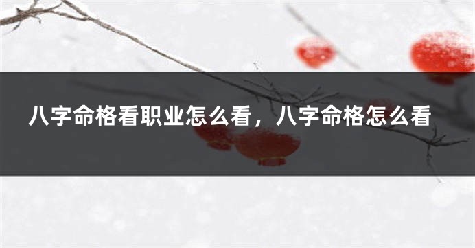 八字命格看职业怎么看，八字命格怎么看