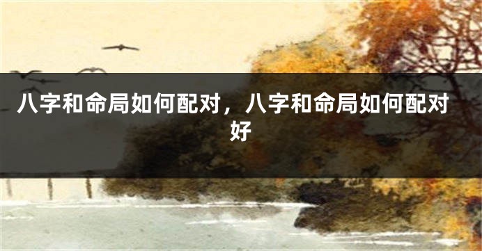 八字和命局如何配对，八字和命局如何配对好