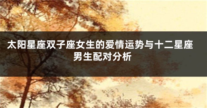 太阳星座双子座女生的爱情运势与十二星座男生配对分析