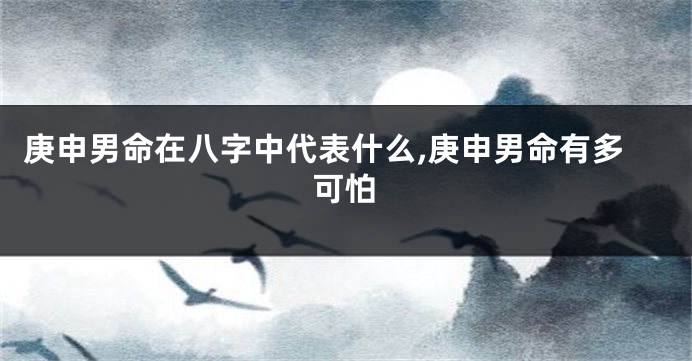庚申男命在八字中代表什么,庚申男命有多可怕