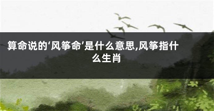 算命说的‘风筝命’是什么意思,风筝指什么生肖
