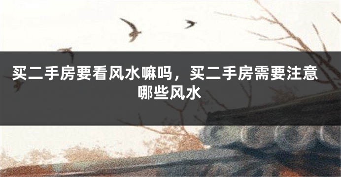 买二手房要看风水嘛吗，买二手房需要注意哪些风水