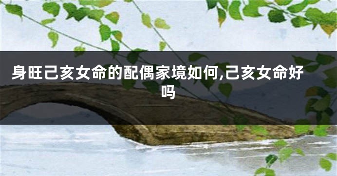 身旺己亥女命的配偶家境如何,己亥女命好吗