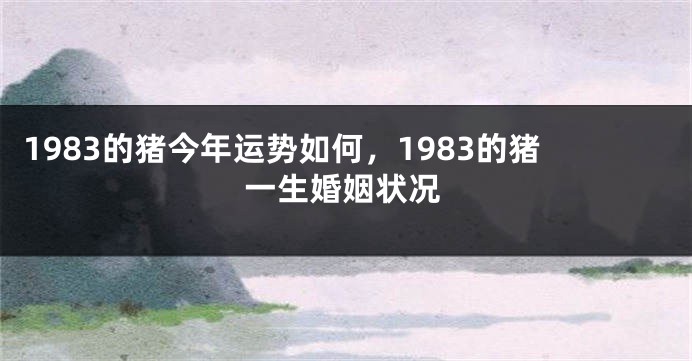 1983的猪今年运势如何,1983的猪一生婚姻状况