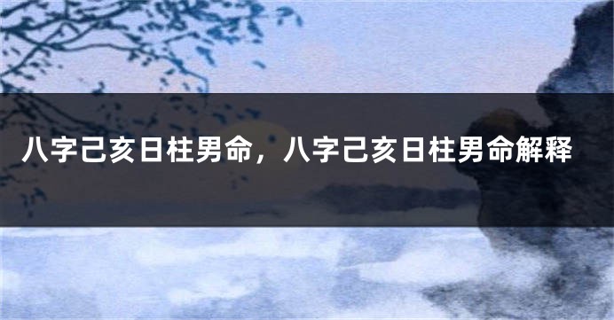 八字己亥日柱男命，八字己亥日柱男命解释