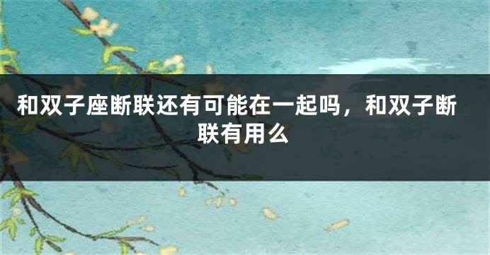 和双子座断联还有可能在一起吗，和双子断联有用么