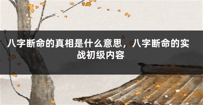 八字断命的真相是什么意思，八字断命的实战初级内容
