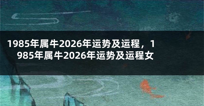 1985年属牛2026年运势及运程,1985年属牛2026年运势及运程女