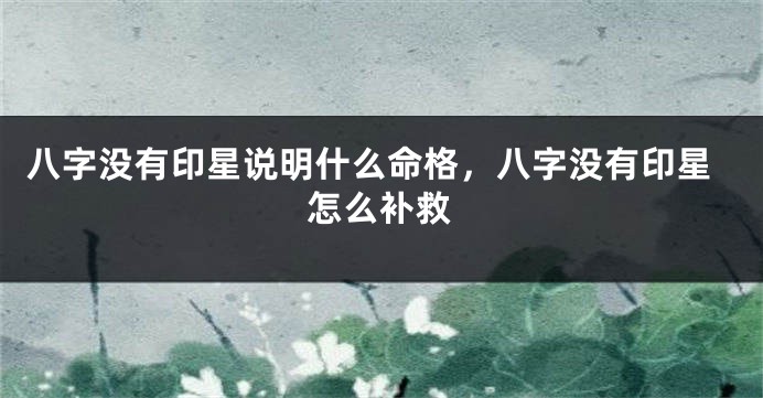 八字没有印星说明什么命格，八字没有印星怎么补救