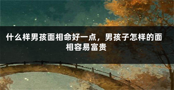 什么样男孩面相命好一点，男孩子怎样的面相容易富贵