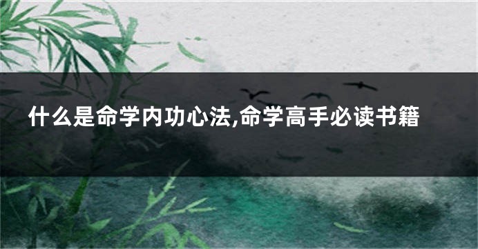 什么是命学内功心法,命学高手必读书籍