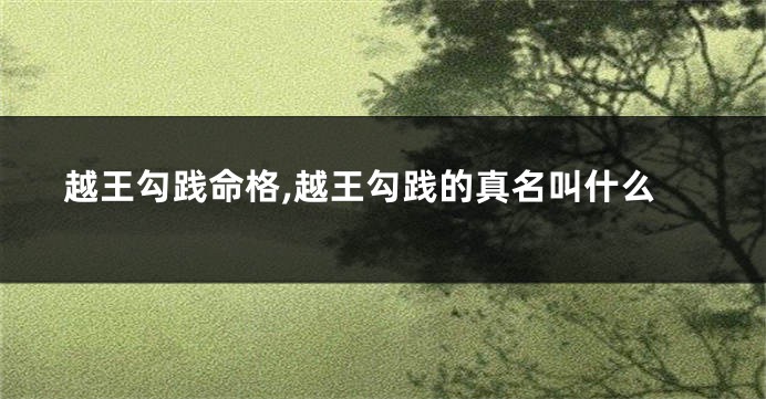 越王勾践命格,越王勾践的真名叫什么