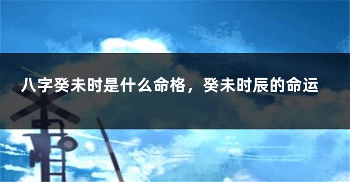 八字癸未时是什么命格,癸未时辰的命运