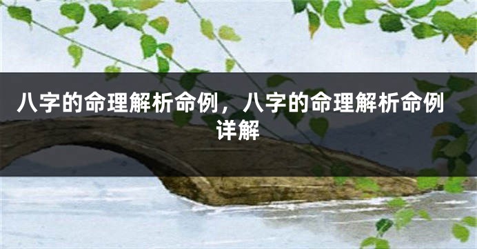 八字的命理解析命例，八字的命理解析命例详解