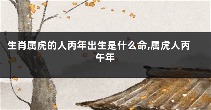 生肖属虎的人丙年出生是什么命,属虎人丙午年