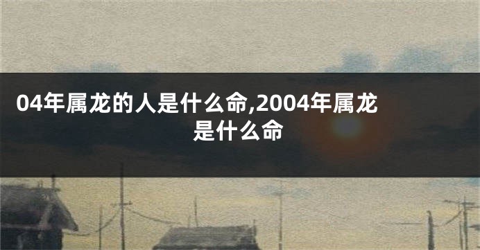 04年属龙的人是什么命,2004年属龙是什么命