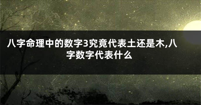 八字命理中的数字3究竟代表土还是木,八字数字代表什么