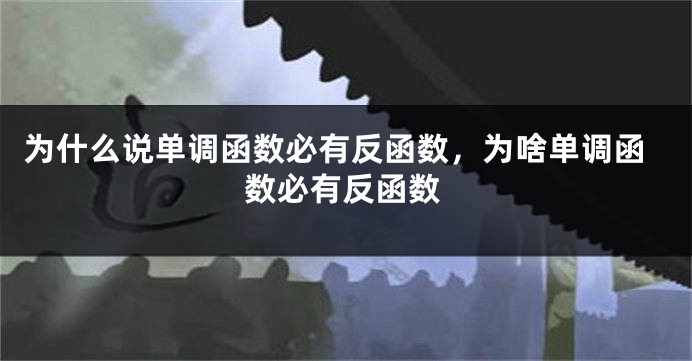 为什么说单调函数必有反函数，为啥单调函数必有反函数