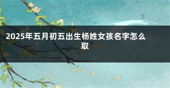 2025年五月初五出生杨姓女孩名字怎么取