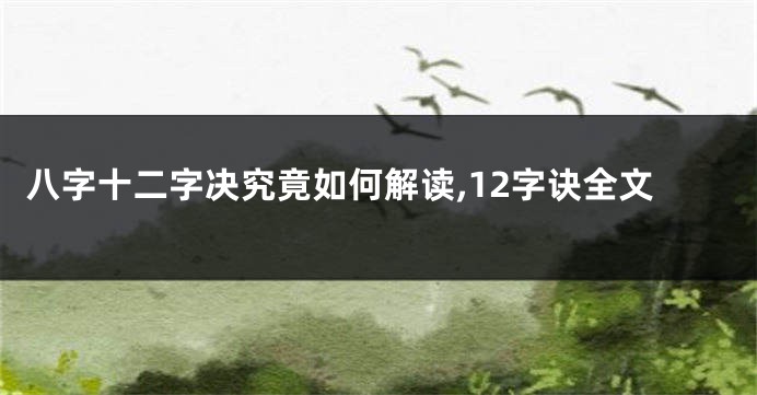 八字十二字决究竟如何解读,12字诀全文