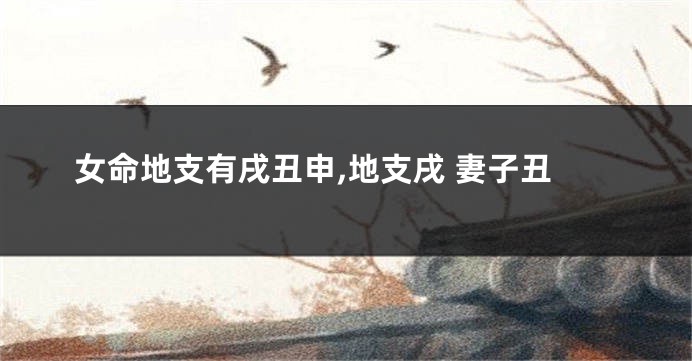 女命地支有戌丑申,地支戌 妻子丑