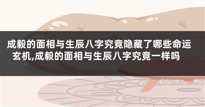 成毅的面相与生辰八字究竟隐藏了哪些命运玄机,成毅的面相与生辰八字究竟一样吗