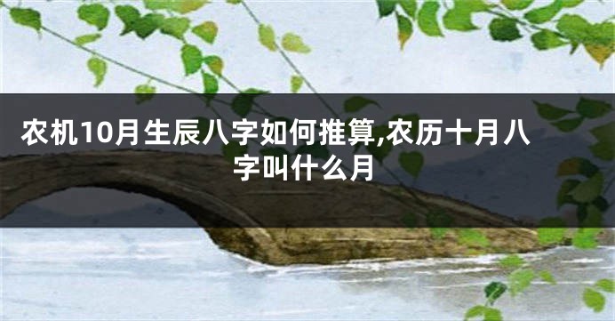 农机10月生辰八字如何推算,农历十月八字叫什么月