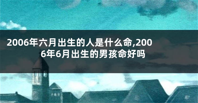 2006年六月出生的人是什么命,2006年6月出生的男孩命好吗