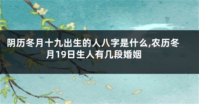 阴历冬月十九出生的人八字是什么,农历冬月19日生人有几段婚姻