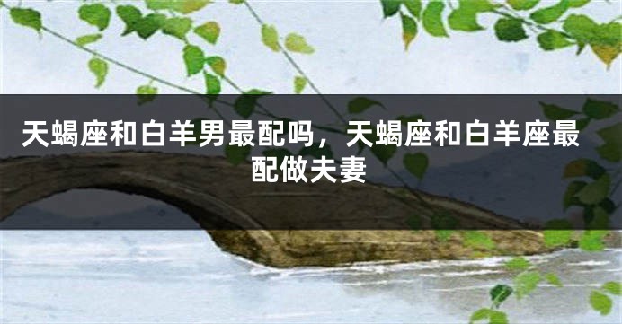 天蝎座和白羊男最配吗，天蝎座和白羊座最配做夫妻