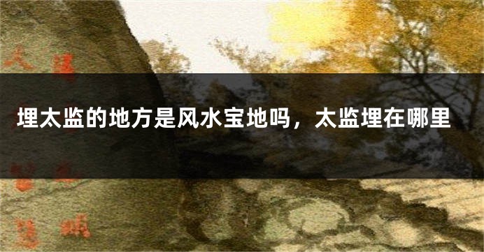 埋太监的地方是风水宝地吗,太监埋在哪里