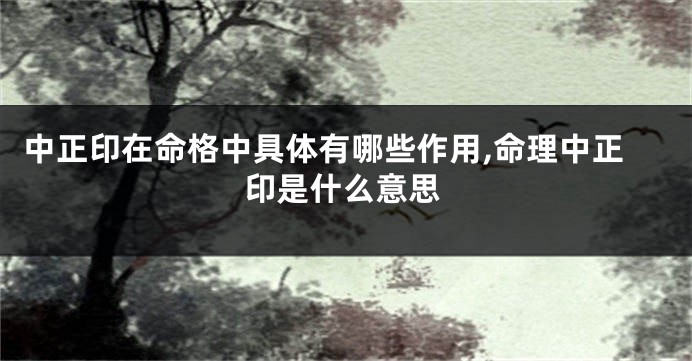 中正印在命格中具体有哪些作用,命理中正印是什么意思