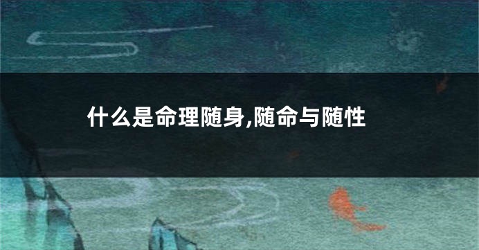 什么是命理随身,随命与随性