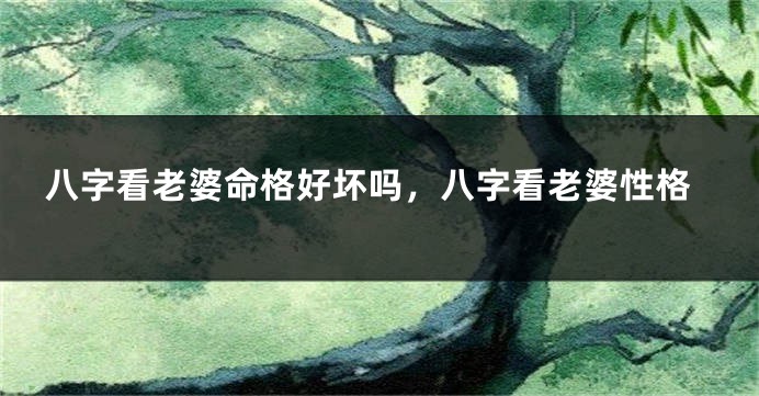八字看老婆命格好坏吗，八字看老婆性格