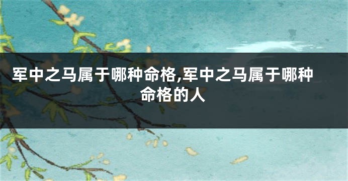军中之马属于哪种命格,军中之马属于哪种命格的人