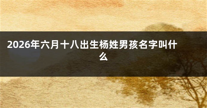 2026年六月十八出生杨姓男孩名字叫什么